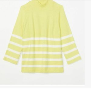 LOFT Yellow and White Striped Sweater
